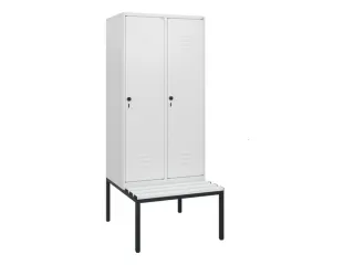 locker met bank,HxBxD 1950x800x815mm,2vak,vak B 400mm,draaigrendel - 1