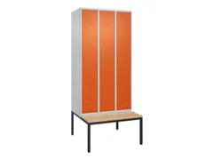 locker met bank,HxBxD 2120x900x815mm,3vak,vak B 300mm,cil.-slot
