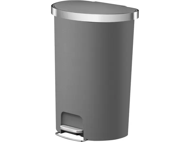 Hana pedaalemmer halfrond 55 Liter Plastic Grijs