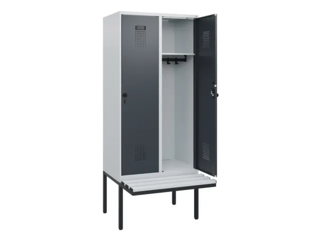locker met bank,HxBxD 1950x800x815mm,2vak,vak B 400mm,draaigrendel