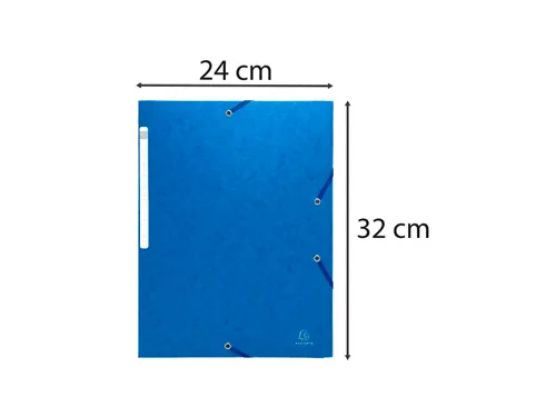Elastomappen glanskarton 3 kleppen monobloc-Blauw