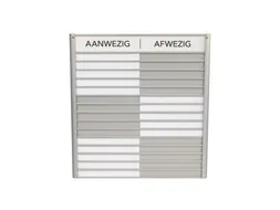 Menoor In-Uit bord 15 namen Aluminium Aanwezig/Afwezig Wit