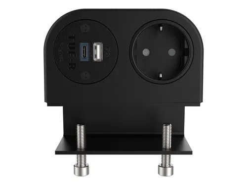 Desktop stekkerdoos Power Phase 1x Schuko + USB A en C 25W Zwart