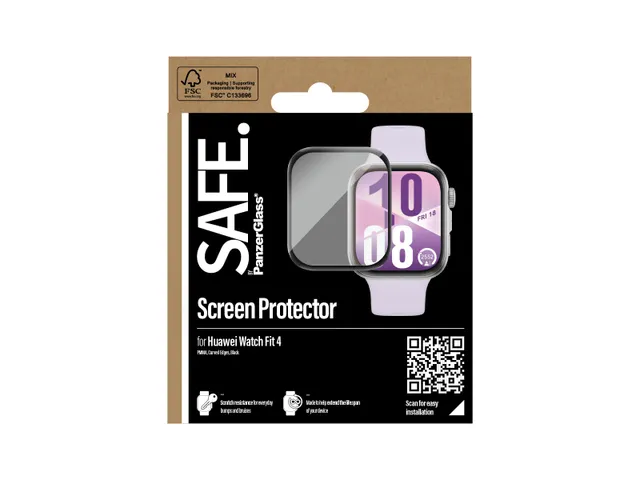 PanzerGlass SAFE. by Screen Protector w. Black Frame Huawei Watch F