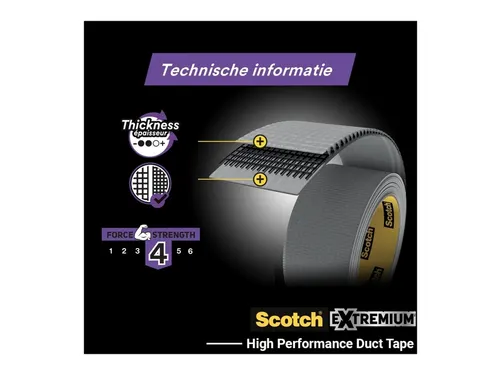 Plakband Scotch Extremium no residue duct tape 48mmx18.2m grijs