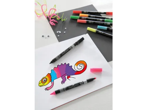 viltstiften Faber-Castell Duo neon kleuren in etui a 10 stuks
