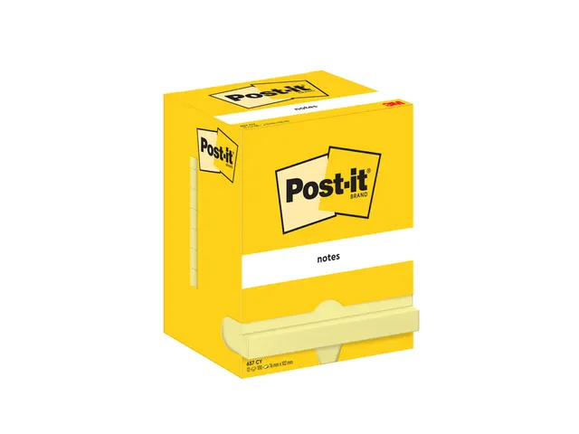 Memoblok Post-it 657 76x102mm geel 12 stuks