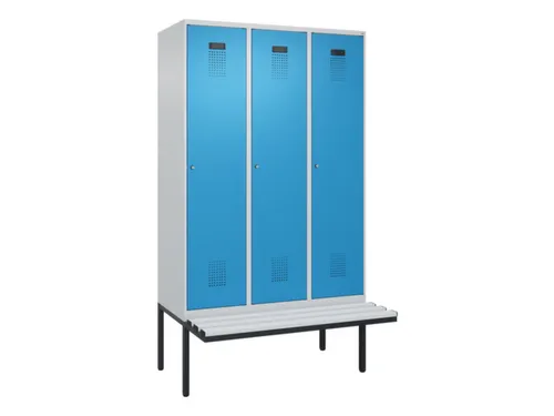 locker met bank,HxBxD 2120x1200x815mm,3vak,vak B 400mm,cilinderslot