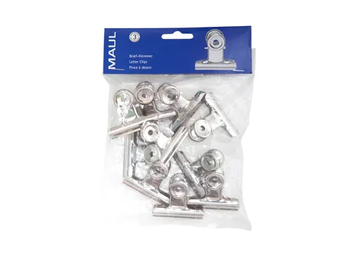 Papierklem MAUL Bulldog 50mm capaciteit 20mm zilver