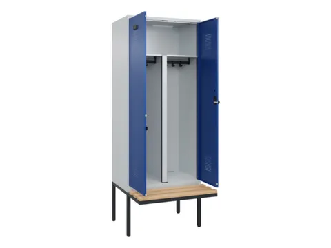 PBM-locker met bank,HxBxD 2120x800x815mm,2vak,vak B 400mm,draaigrendel