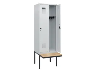 locker met bank,HxBxD 1950x600x815mm,2vak,vak B 300mm,draaigrendel - 1