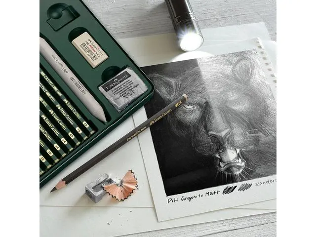 Crayon graphite Faber-Castell Pitt Mat Etui à 6 pièces