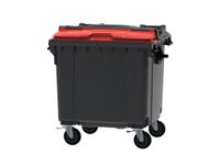 Container 1100 liter split deksel Grijs Rood Kunststof