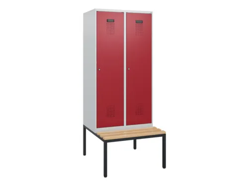 locker met bank,HxBxD 1950x800x815mm,2vak,vak B 400mm,cilinderslot