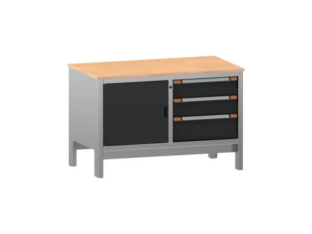 werkbank,HxBxD 870x1250x725mm,multiplexblad,draagverm. 1000kg,4voeten