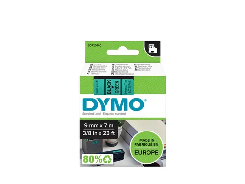 Labeltape Dymo 40919 D1 S720740 9mmx7m zwart op groen