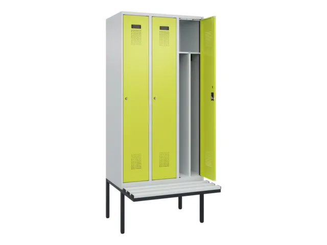 locker met bank,voor scheiding van kleding,HxBxD 2120x900x815mm,3vak