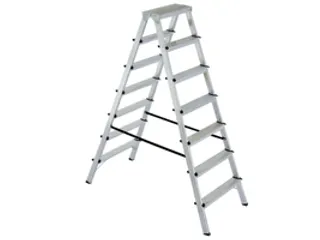 dubbele aluminium ladder beide zijden 2x7treden bordes H 1 52m - 2