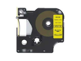 Labeltape Dymo Compatible 45018 D1 12mmx7m Zwart Op Geel - 1