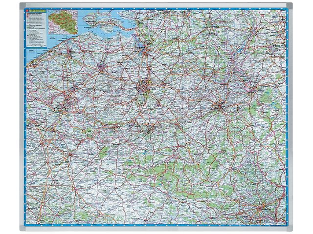 Landkaart Belgie 101x121cm Beschrijfbaar magnetisch | Landkaartbord.nl