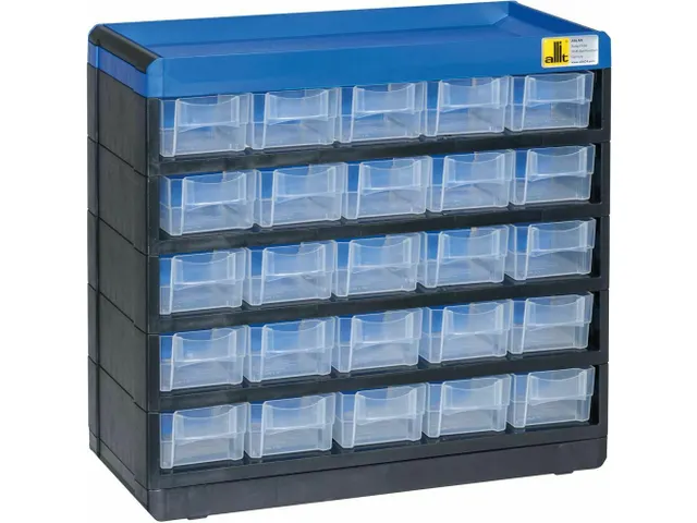 Magazijnkast,HxBxD 285x300x135mm,25lade(n),laden doorschijnend wit