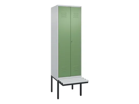 PBM-locker met bank,HxBxD 2120x600x815mm,2vak,vak B 300mm,cil.-slot