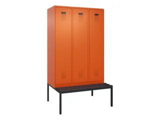 locker met bank,HxBxD 2120x1200x815mm,3vak,vak B 400mm,cilinderslot - 2