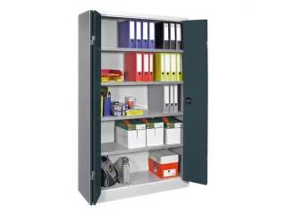 Vouwdeurkast 1950x1200x400mm 4legborden Verzinkt Ral7035 Front Ral7016 - 1