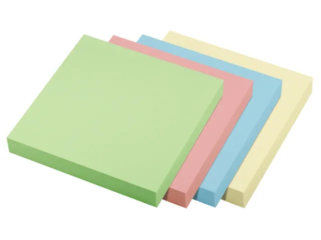 Sticky notes UPM recycled 75x75mm pastel assorti blok 100 vel, doos 4x