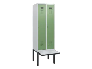 locker met bank,HxBxD 1950x600x815mm,2vak,vak B 300mm,cilinderslot - 2
