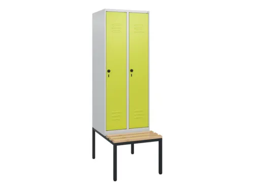 locker met bank,HxBxD 1950x600x815mm,2vak,vak B 300mm,draaigrendel
