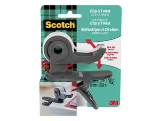 Plakbandhouder Scotch Clip C19 donkergrijs + 1 rol magic tape 19mmx8.8 - 2