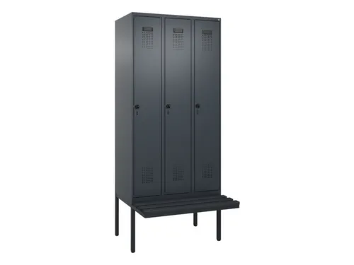locker met bank,voor scheiding van kleding,HxBxD 2120x900x815mm,3vak