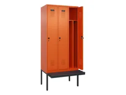 locker met bank,voor scheiding van kleding,HxBxD 2120x900x815mm,3vak