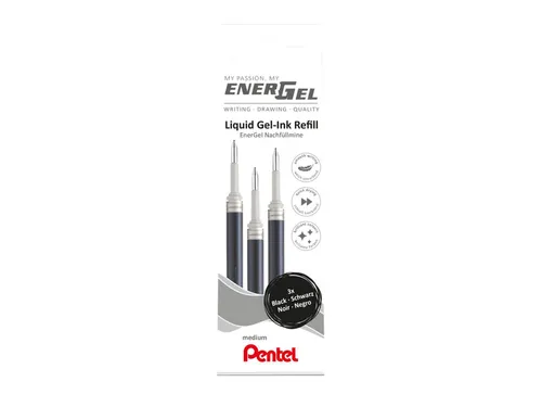 Gelschrijvervulling Pentel LR7 Energel medium zwart set à 3 stuks