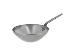 De Buyer Carbone Plus Wok 24cm platte bodem Plaatstaal