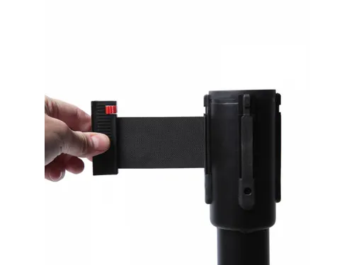 Afzetpaal Economy Zwart met 2.5 meter Zwarte trekband