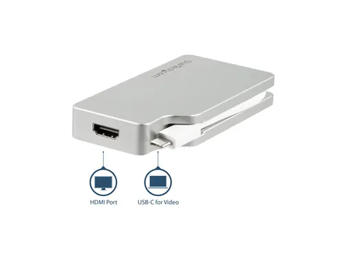 Aluminium A/v Reisadapter 4-in-1 Usb-c Naar Vga, Dvi, Hdmi Of Mdp 4k