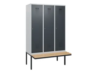 locker met bank,HxBxD 1950x1200x815mm,3vak,vak B 400mm,cilinderslot - 2