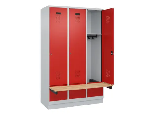 locker met bank,HxBxD 1950x1200x815mm,3vak,vak B 400mm,cilinderslot