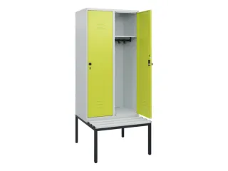 locker met bank,HxBxD 1950x800x815mm,2vak,vak B 400mm,draaigrendel - 2