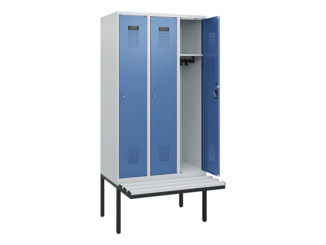 locker met bank,HxBxD 1950x900x815mm,3vak,vak B 300mm,cilinderslot