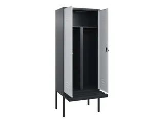 PBM-locker met bank,HxBxD 2120x800x815mm,2vak,vak B 400mm,draaigrendel - 2