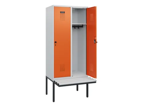locker met bank,HxBxD 1950x800x815mm,2vak,vak B 400mm,draaigrendel