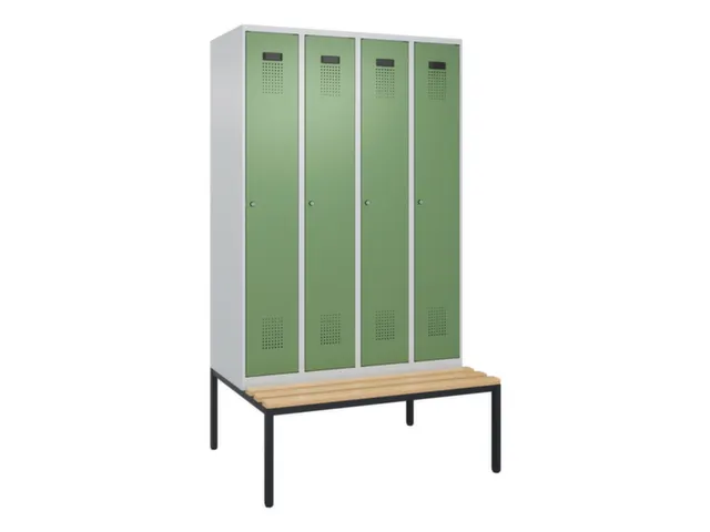 locker met bank,voor scheiding van kleding,HxBxD 2120x1200x815mm,4vak