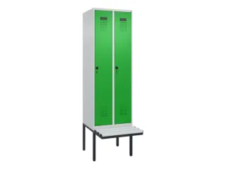locker met bank,voor scheiding van kleding,HxBxD 2120x600x815mm,2vak - 2