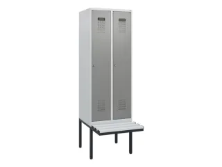 locker met bank,HxBxD 1950x600x815mm,2vak,vak B 300mm,cilinderslot - 2