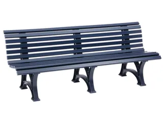 Kunststofbank 800x2000x420mm Zit H 410mm 12 Latten 3 Pootstellen Blauw - 1