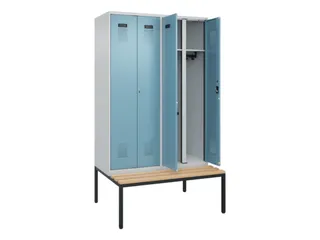 locker met bank,voor scheiding van kleding,HxBxD 2120x1200x815mm,4vak - 1