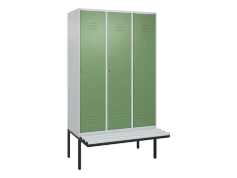 locker met bank,HxBxD 2120x1200x815mm,3vak,vak B 400mm,cil.-slot
